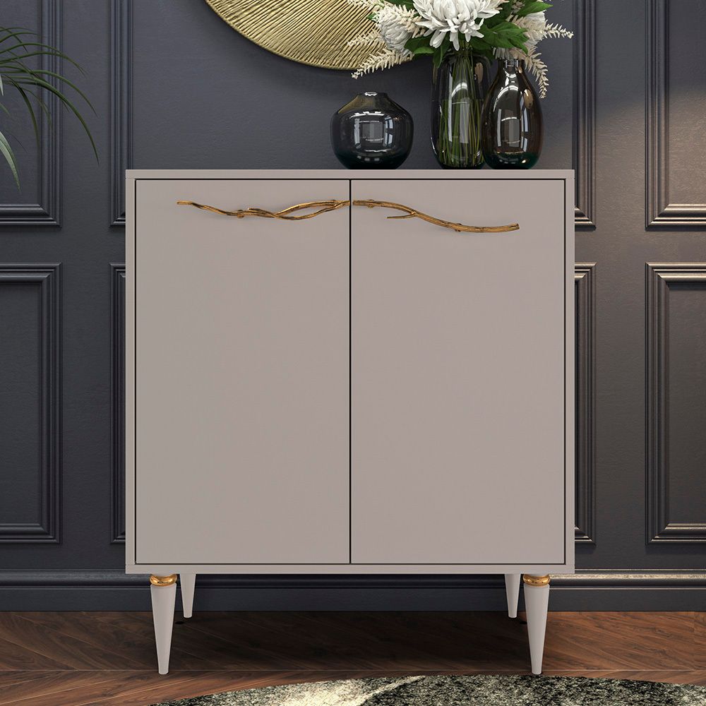 Комод Арт Колор matte Классик Голд с 2 полками Серый агат матовый