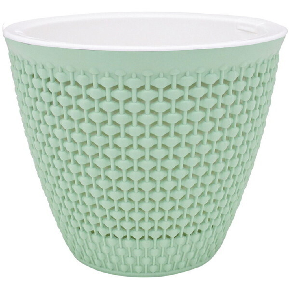 Кашпо для цветов пластиковое 1,6л d-16 см «Ротанг» Мята