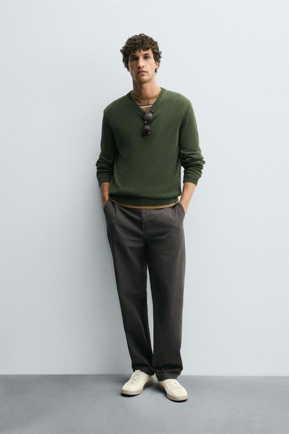 ZARA БРЮКИ ЧИНОС STRAIGHT FIT, СЕРЫЙ