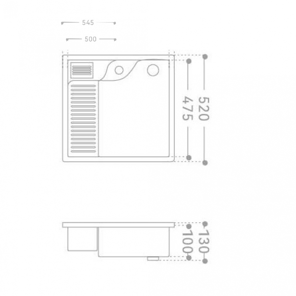 Раковина на стиральную машину встраиваемая снизу ABBER Rechteck AC2224L белая