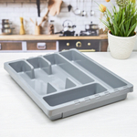 Лоток для столовых приборов раздвижной "Смарт", темно-серый