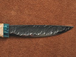 Якутский нож "Амга", сталь Х12МФ, рукоять стабилизированная карельская береза / акрил изумруд
