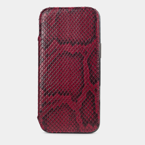 Чехол-книжка для iPhone 17 Pro Max - кожа питона, бордовый