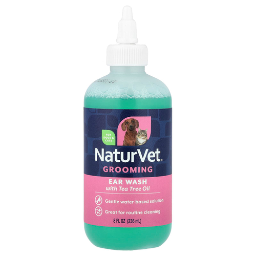 NaturVet, Средства для чистки ушей с маслом чайного дерева, с запахом детской присыпки, 236 мл (8 жидк. унций)