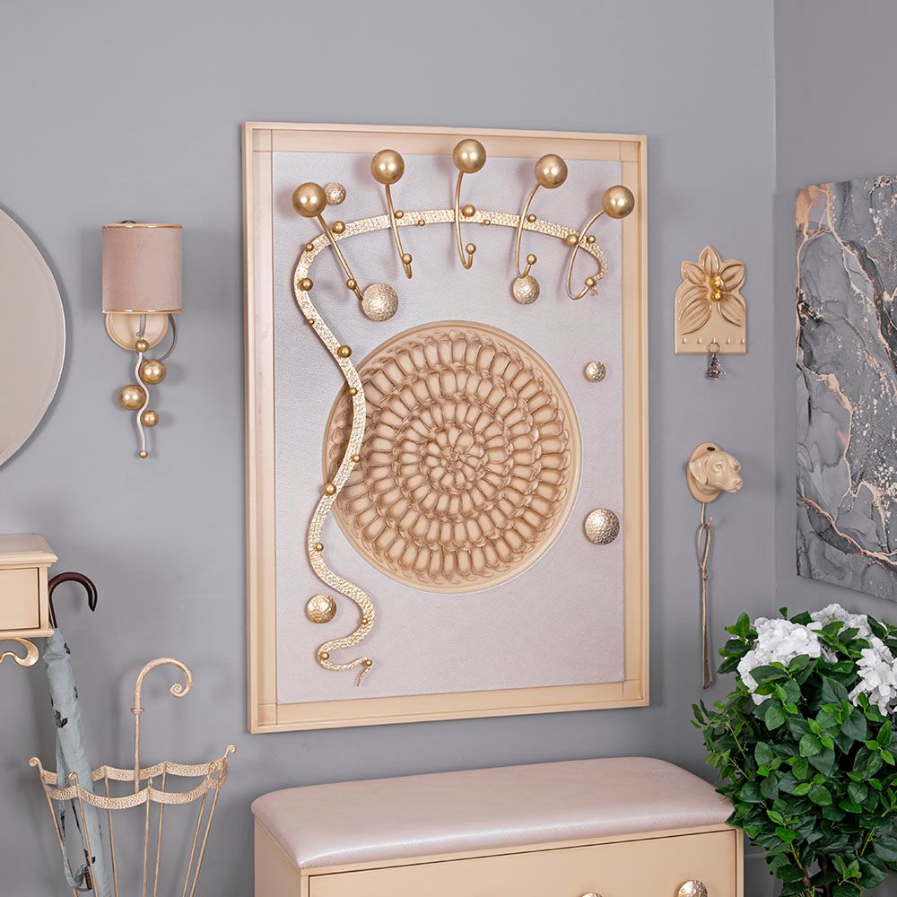 Вешалка настенная Heri 2 Айвори Мраморное золото