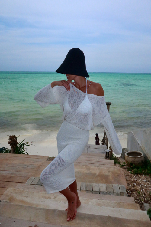 юбка из хлопка с паетками в молочном цвете