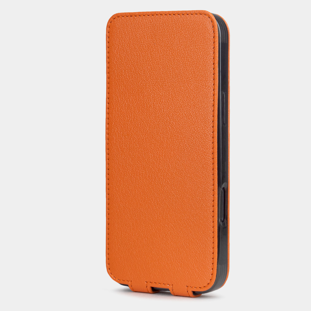 Чехол iPhone 16 Pro Max натуральная кожа козы, оранжевого цвета