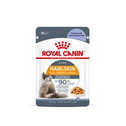 Корм консервированный Royal Canin Hair&Skin Care полнорационный для взрослых кошек для поддержания здоровья кожи и красоты шерсти, тонкие ломтики в желе - 85 гр