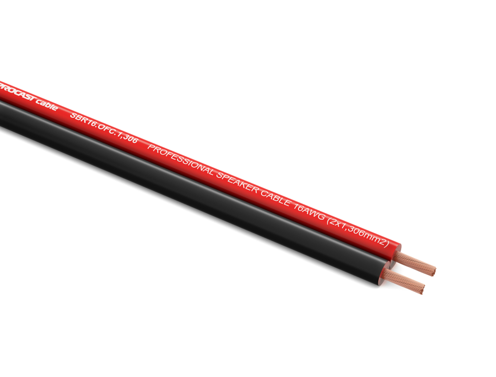 PROCAST cable SBR 16.OFC.1,306 Инсталляционный красно-черный акустический кабель 2х1,306mm²