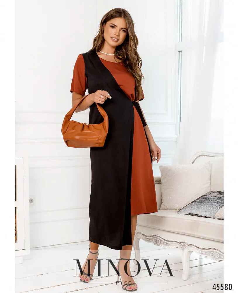 Платье 2288-терракотовый-черный Minova