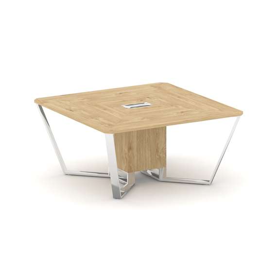 Steel Meet Стол переговорный квадратный MDK-PR.B.SP-08 Тиквуд Светлый/Нержавеющая Сталь/Хром 1600*16