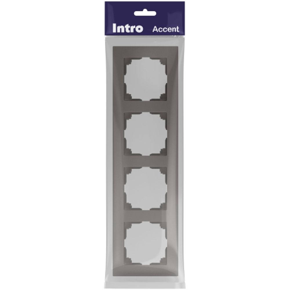 Рамка для розеток и выключателей Intro Accent 6-504-09 на 4 поста, СУ, титан