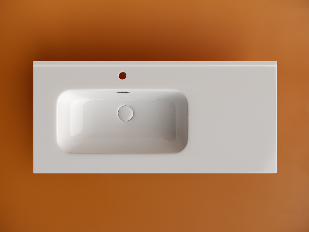 Раковина накладная мебельная CERAMICANOVA Element чаша слева с отверстием под смеситель 1010x465x180 мм цвет белый CN7003L