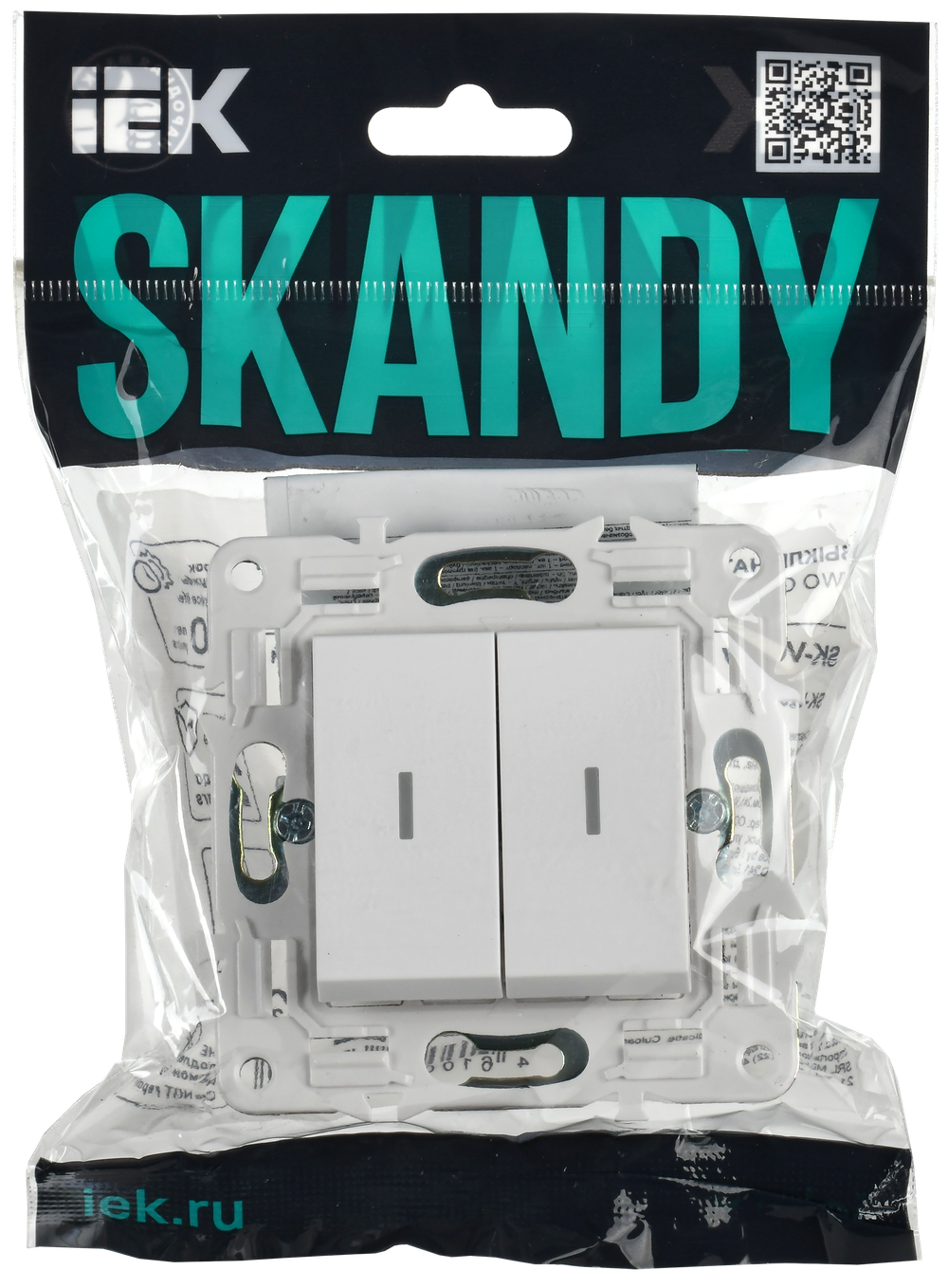 SKANDY Выключатель 2-клавишный проходной с индикацией 10А SK-V10W арктический белый IEK