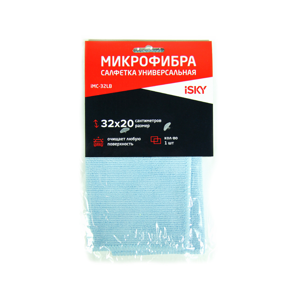 Салфетка для ухода за автомобилем iSky , 32х20 см, микрофибра, голубой IMC32LB