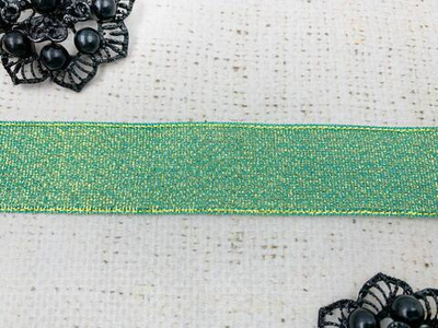 Лента парча, ш. 2,5 см, зелёный