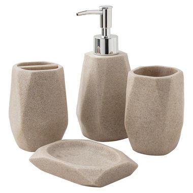 Набор для ванной комнаты 4пр. (мыльница, дозатор для мыла, подставка для зубных щеток, подставка для косметических аксессуаров) La and Te beaute LT-BS-3