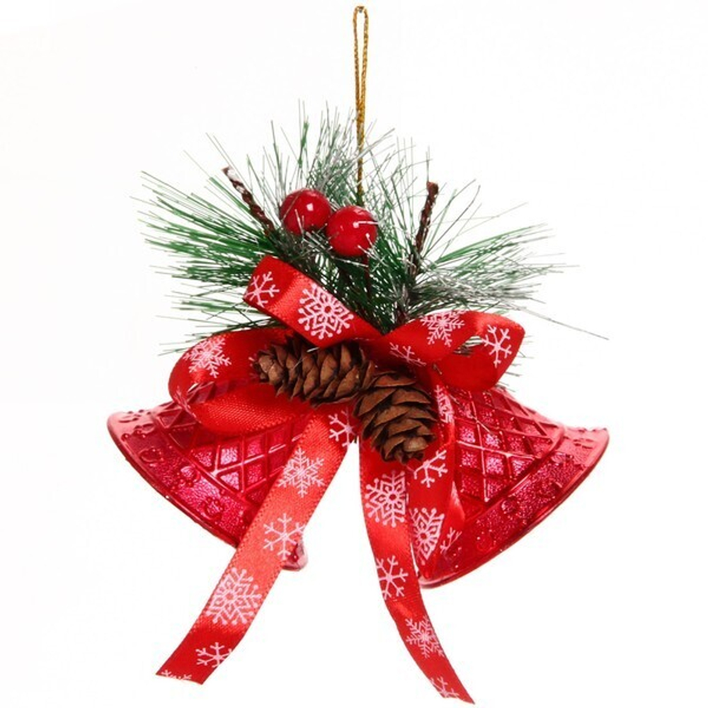 Украшение новогоднее «Колокольчики хвойные» 10 см, красный