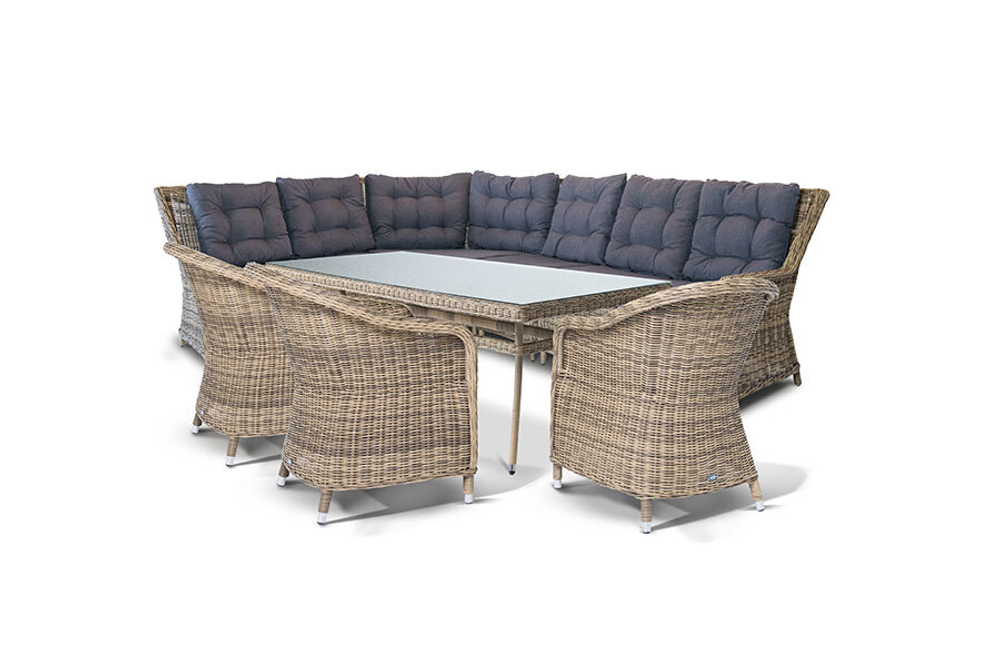 "Базелла" обеденная группа из искусственного ротанга, цвет соломенный