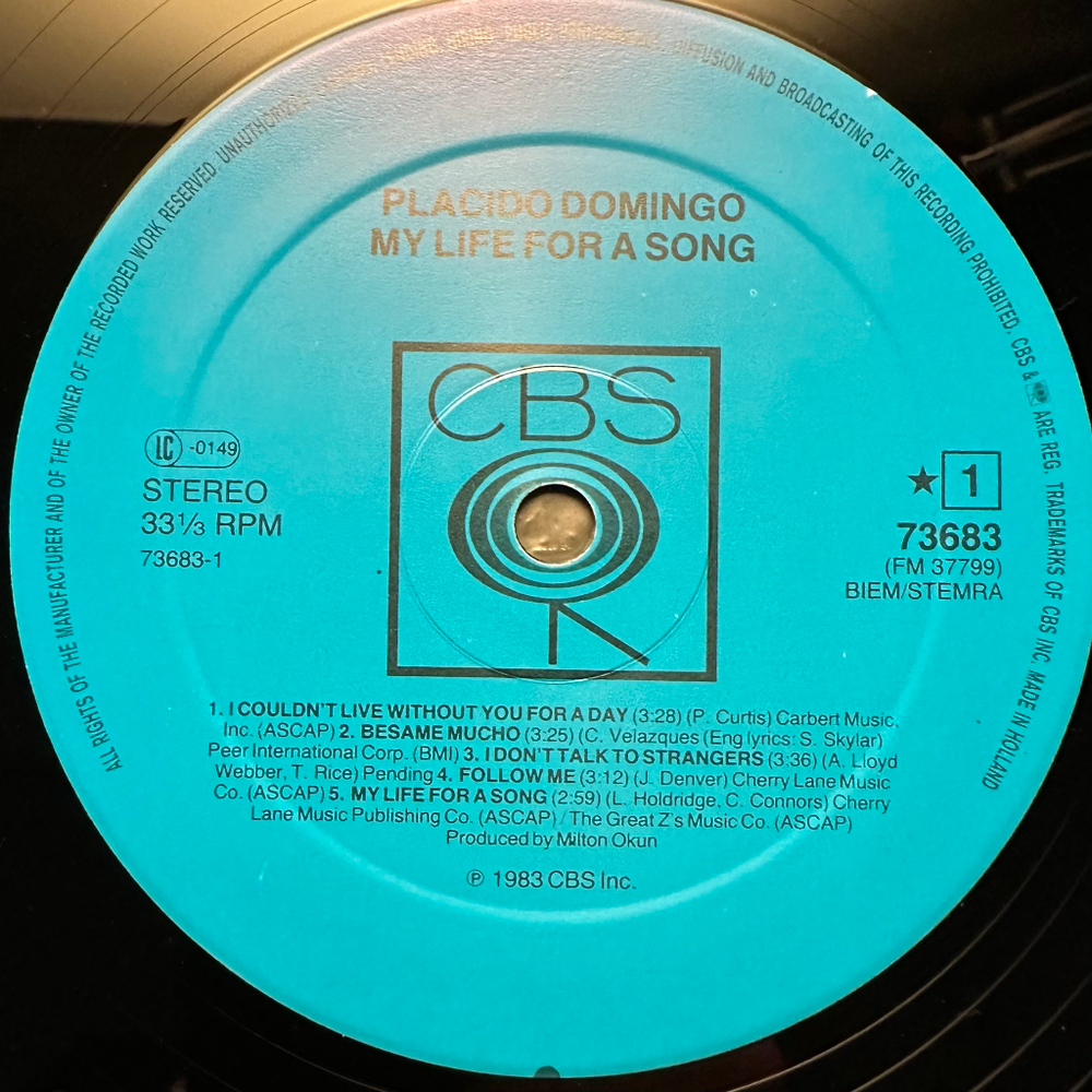 Placido Domingo - My Life For A Song (Голландия 1983г.)