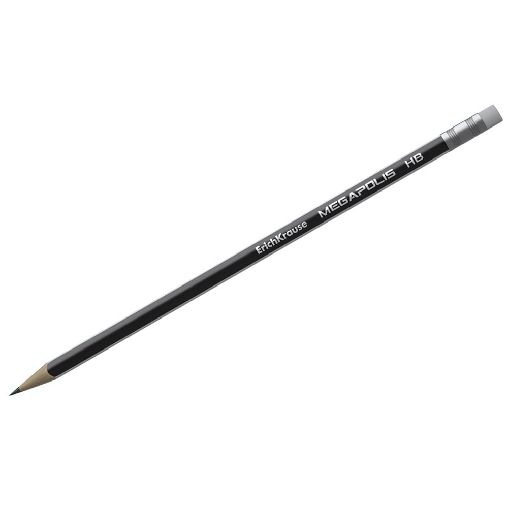 Карандаш ч/г с ластиком Megapolis трехгран. (Erich Krause)