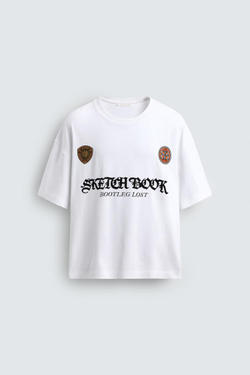 ZARA ФУТБОЛКА С КОМБИНИРОВАННЫМИ ПРИНТАМИ, БЕЛЫЙ