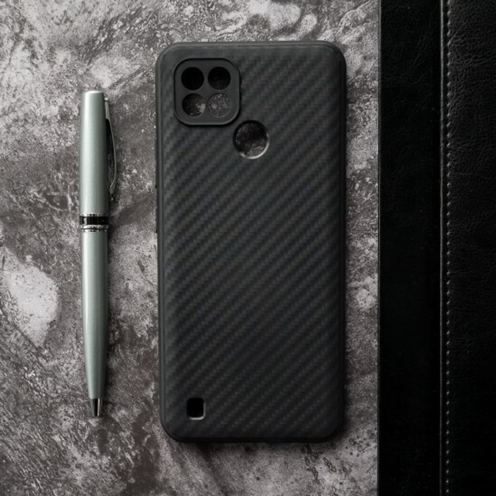 Чехол ТПУ карбон для Realme C21, 011068 Черный