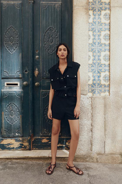 ZARA ЖИЛЕТ КАРГО, ЧЕРНЫЙ