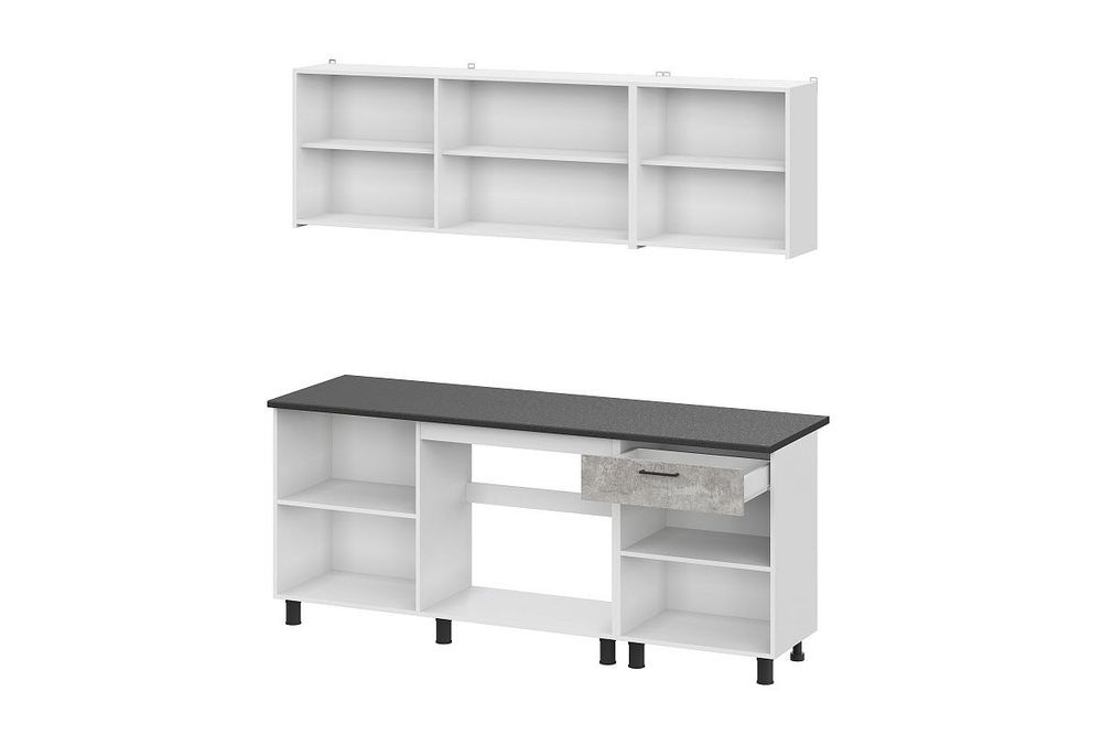 Кухонный гарнитур КГ-9 (2,0м) Цемент тёмный/Цемент светлый