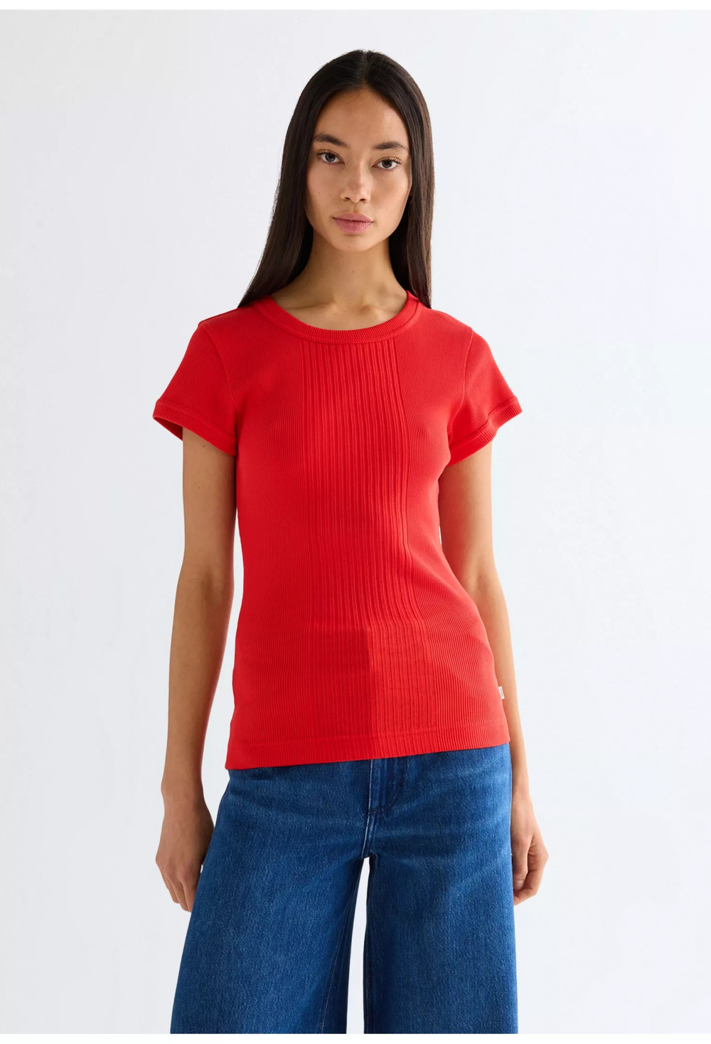 Футболка женская WRANGLER CAPPED RIB SHIRT FLAME SCARLET
