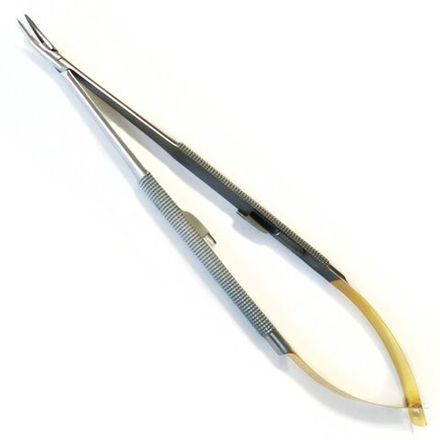 Иглодержатель Сastroviejo TC, изогнутый, круглые ручки