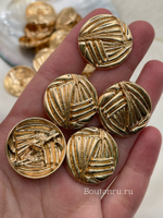Пуговицы золотистые декоративные рифленые