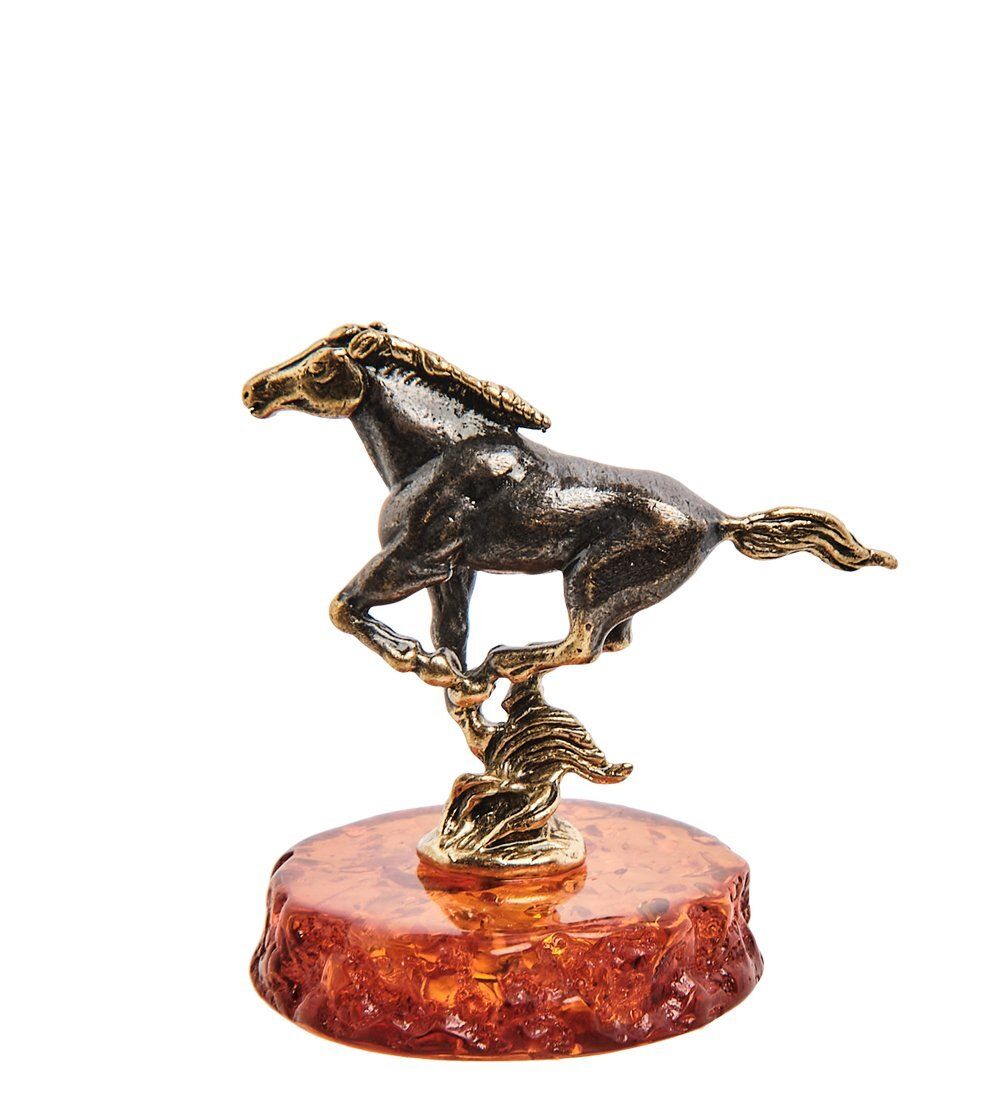 AM-3034 Фигурка «Лошадь степная» (латунь, янтарь)
