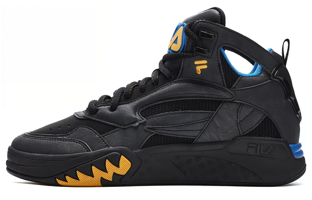 FILA FUSION Fila tide brand Desperado fabric synthetic leather TPU trend fashion non-slip wear-resistant mid-top retro basketball shoes men's black