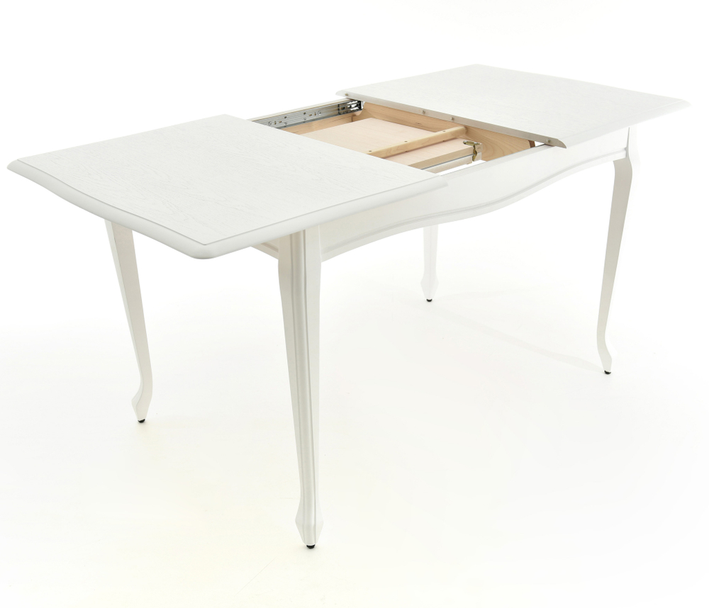 Стол Аврора Кабриоль, Эмаль белая/Патина серебро