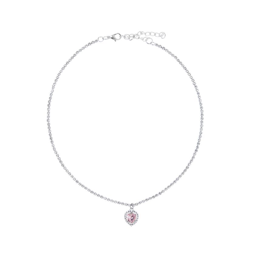 Колье Silver Precious Heart Necklace - Pink