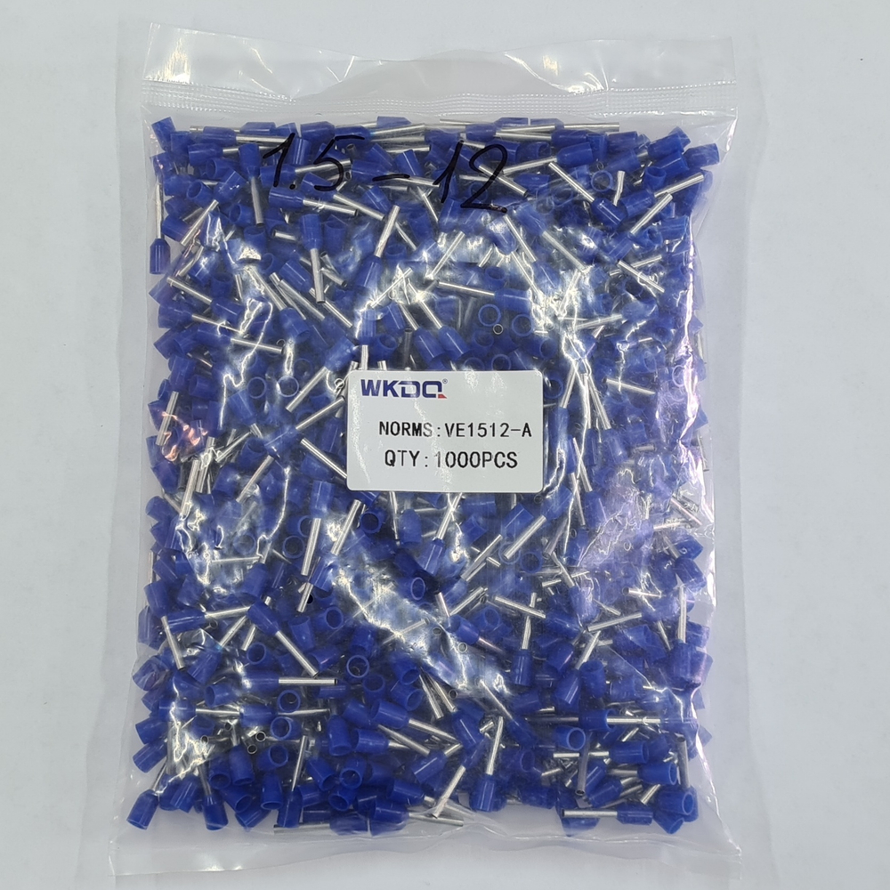 Наконечник кабельный НШвИ 1.5-8   (упак 1000шт) VE1508-B черный  WE WONKE ELECTRIC