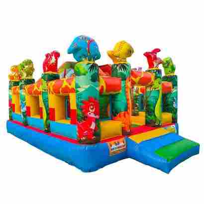 Коммерческий надувной батут «Весёлые динозаврики» с горкой, 5*4*2,8 м