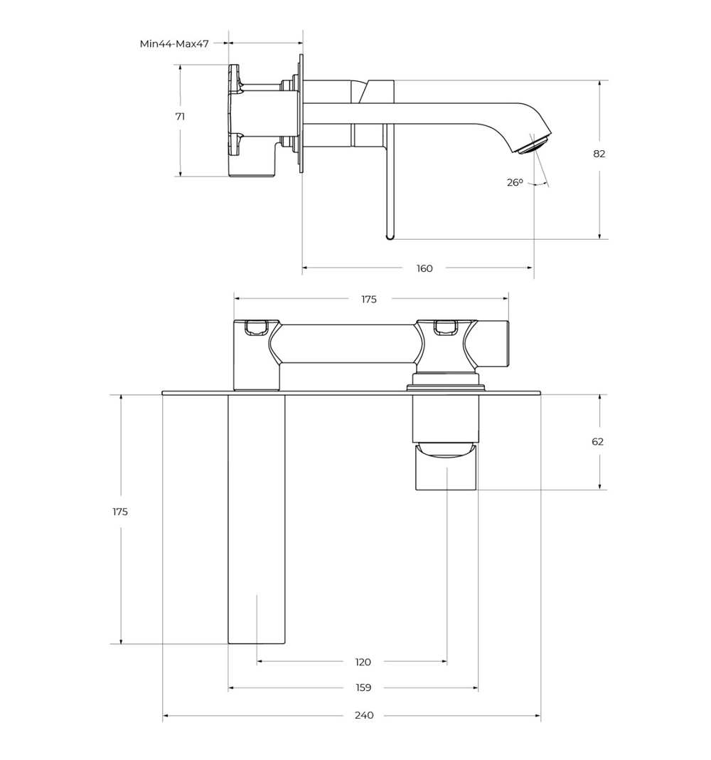 Смеситель BelBagno для раковины монтаж из стены AURORA-BLVM-CRM-W0