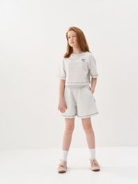Юбка-шорты "Серый меланж" из футера 7+
