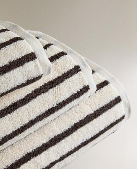 ZARA HOME БАННОЕ ПОЛОТЕНЦЕ В ПОЛОСКУ, КОРИЧНЕВЫЙ