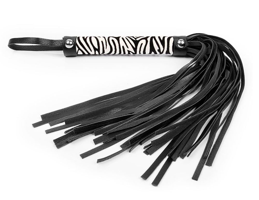 Плеть notabu bdsm черно-белая 39 см