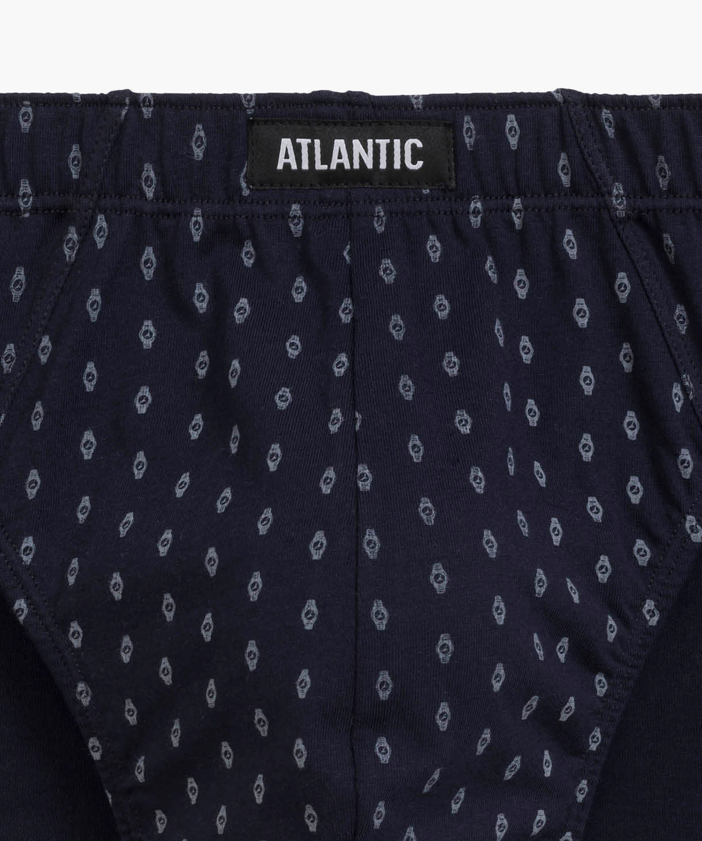 Мужские трусы слипы спорт Atlantic, набор 3 шт., хлопок, темно-синие + голубые + серые 3MP-177