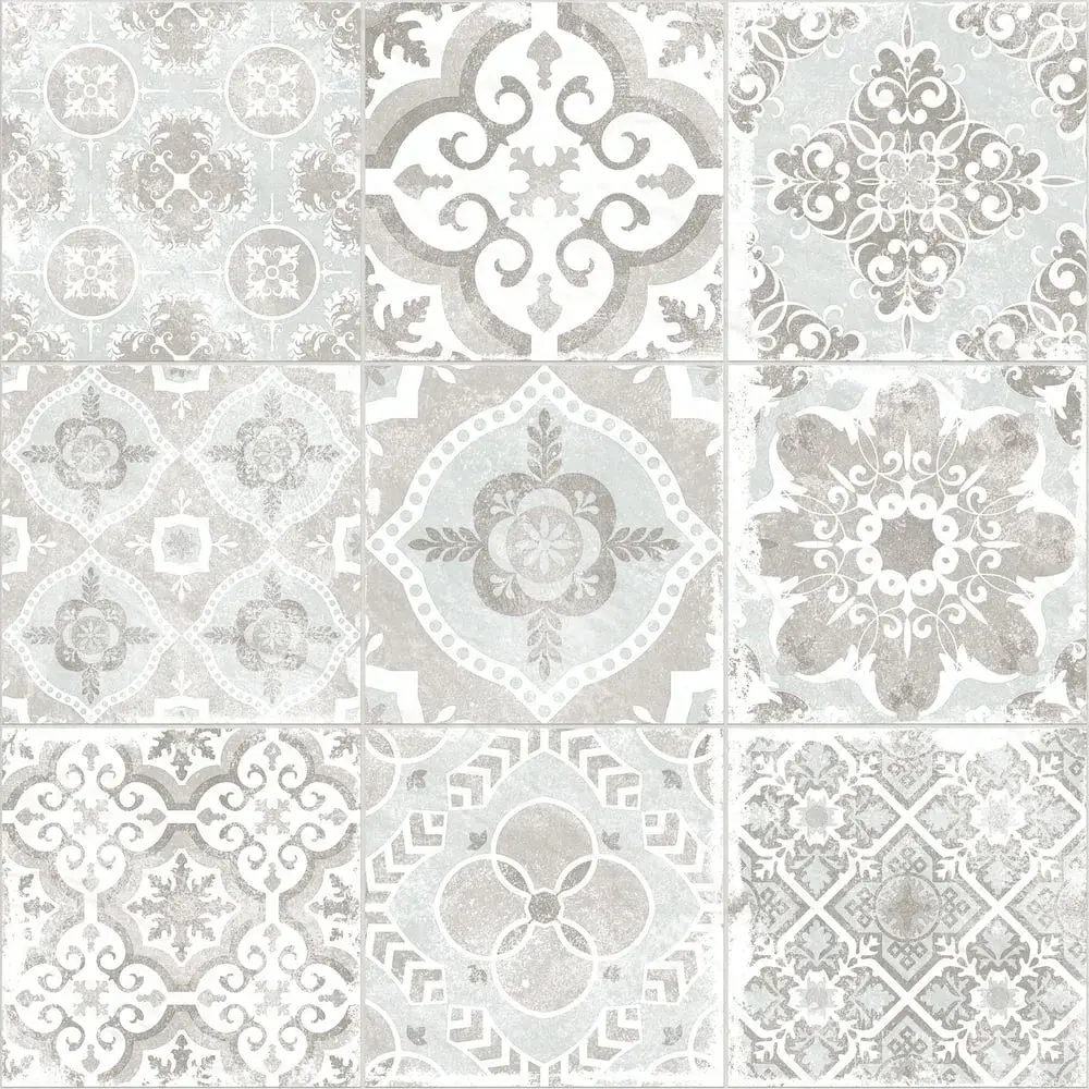 Керамогранит Alma Ceramica GFU04CTR17R Country 60x60 белый / серый сахарный с орнаментом