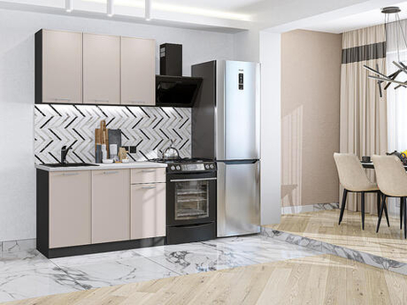 Прямая модульная кухня Квадро-03 Кашемир - Graphite 2140*1200*600