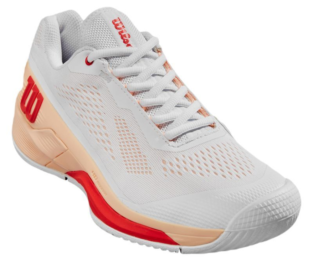 Женские теннисные кроссовки Wilson Rush Pro 4.0 - white/peach parfait/infrared