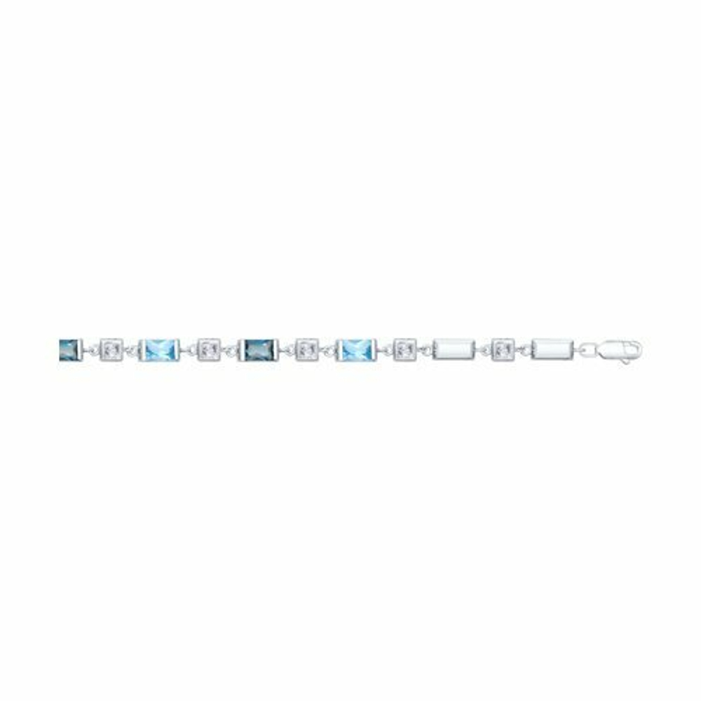 Браслет из белого золота с голубыми и синими топазами и Swarovski Zirconia