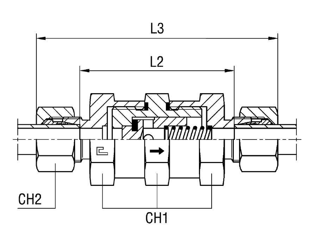 Клапан обратный с наружной резьбой DS20 BSP 3/4" выпускной (в сборе)