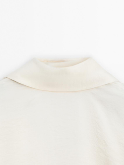 Massimo Dutti Свободная рубашка с глубоким вырезом на спине, натуральный