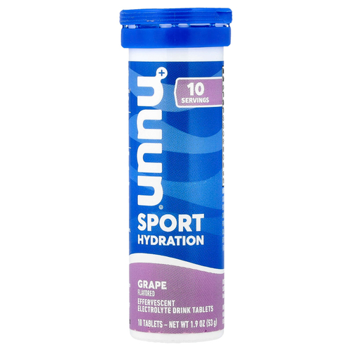 Nuun, Sport Hydration, шипучие таблетки для приготовления напитка с электролитами, со вкусом винограда, 10 таблеток